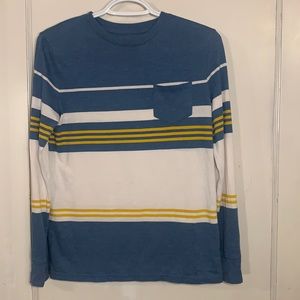 Cat &Jack boy’s size Large long sleeved blue, yellow and white shirt.